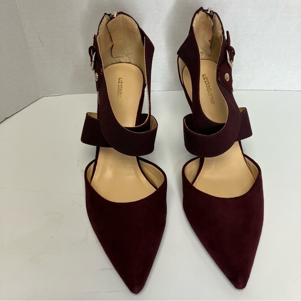 Liz Claiborne heel burgundy shoe size 8.5 - Picture 2 of 9